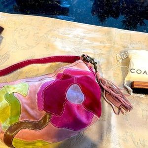 Coach pink suede shoulder bag